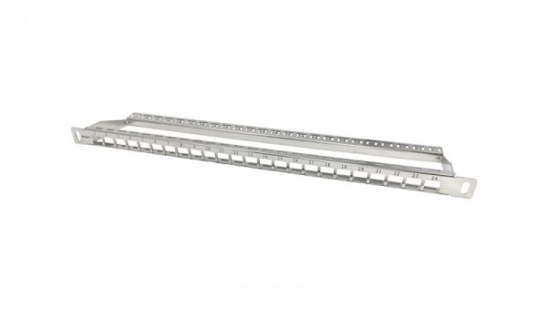 Patch panel 19 modularny 24 portów 0.5U niewyposażony, z podporą PK045