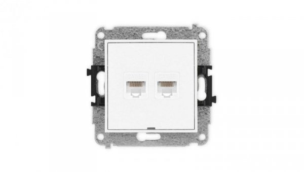 ICON Mechanizm gniazda komputerowego podwójnego 2xRJ45, kat. 5e, 8-stykowy, bez pola opisowego biały mat 25IGKBO-2