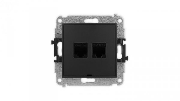 MINI Gniazdo komputerowe podwójnego RJ45 kat. 6 bez pola opisowego czarny mat12MGKBO-4