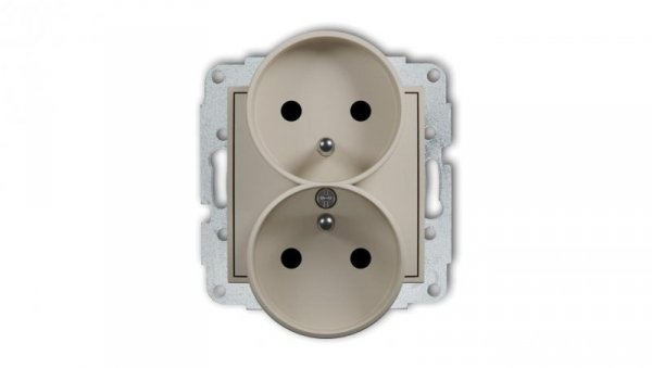 MINI Mechanizm gniazda podwójnego do ramki z uziemieniem 2x(2P+Z) (przesłony torów prądowych) taupe 60MGPR-2zp
