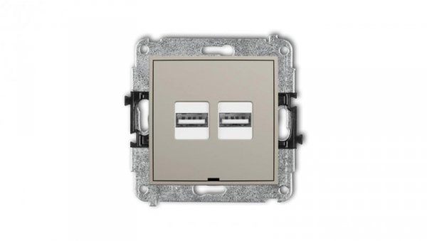 MINI Mechanizm ładowarki USB podwójnej 2xUSB A, 15,5W max., 5V, 3.1A, bez pola opisowego taupe 60MCUSBBO-6