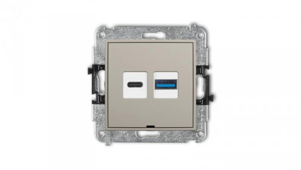 MINI Mechanizm ładowarki USB podwójnej USB C + USB A, 20W max., bez pola opisowego taupe 60MCUSBBO-8