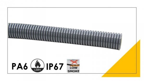 Peszel poliamidowy PA6-S bezhalogenowy 23,2mm/28,9mm DN 23 szary 801.223.0 /50m/