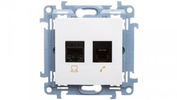 Simon 10 Gniazdo teleinformatyczne RJ45+RJ12 kat.5e białe C5T.01/11