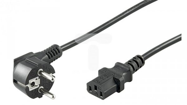 Przewód zasilający Schuko (type F, CEE 7/7) - IEC C13 2m czarny 50077
