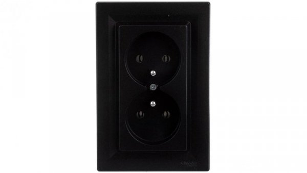 Gniazdo 2x2P+PE Asfora antracyt z ramką EPH9800271