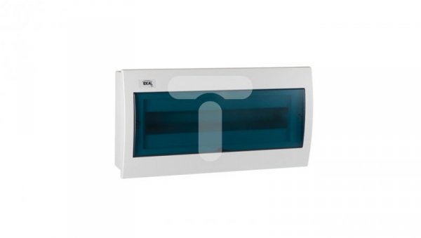 Rozdzielnica modułowa tworzywo 1x18 podtynkowa IP30 IK07 N+PE II klasa drzwi transparentne niebieskie KDB-F18T biały 23619