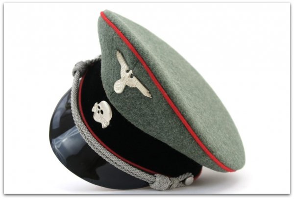 MC020 OFICERSKA CZAPKA SCHIRMMUTZE WAFFEN-SS ARTYLERIA - SUKNO