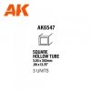 AK Interactive AK6547 SQUARE HOLLOW TUBE 3.00 X 350MM – STYRENE SQUARE HOLLOW TUBE – (3 UNITS)