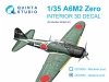 Quinta Studio QD35084 A6M2 Zero (Nakajima Prod.) 3D-Printed & coloured Interior on decal paper (Border Model) 1/35