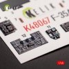 KELIK K48067 F-35A INTERIOR 3D DECALS FOR TAMIYA KIT 1/48