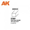 AK Interactive AK6534 STRIPS 4.00 X 4.00 X 350MM – STYRENE STRIP – (4 UNITS)