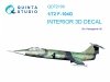 Quinta Studio QD72100 F-104G 3D-Printed & coloured Interior on decal paper (Hasegawa) 1/72