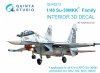 Quinta Studio QD48212 Su-30MKK 3D-Printed & coloured Interior on decal paper (KittyHawk) 1/48