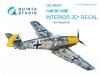 Quinta Studio QD48097 Bf 109E 3D-Printed & coloured Interior on decal paper (for Tamiya kit) 1/48