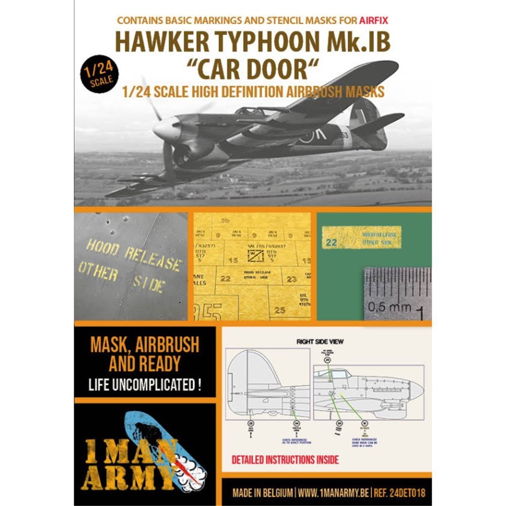 1 Man Army 24DET018 Hawker Typhoon Mk.IB 'Car Door' (Airfix