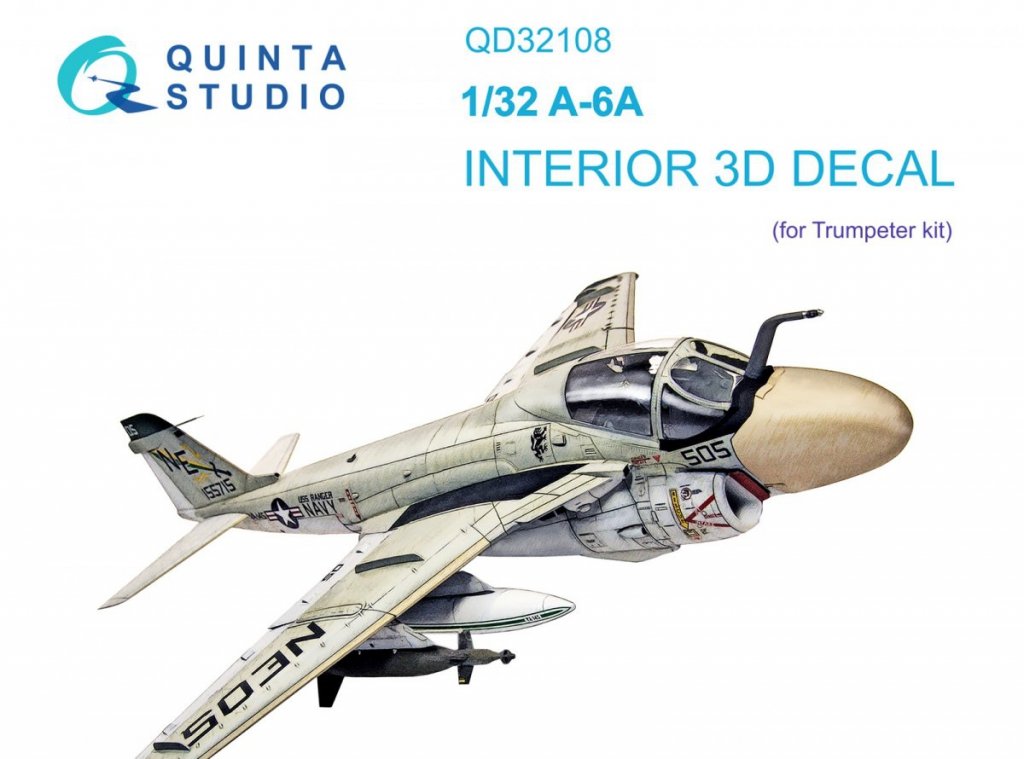 Quinta Studio QD32108 A-6A Intruder 3D-Printed & coloured Interior on decal  paper (Trumpeter) 1/32