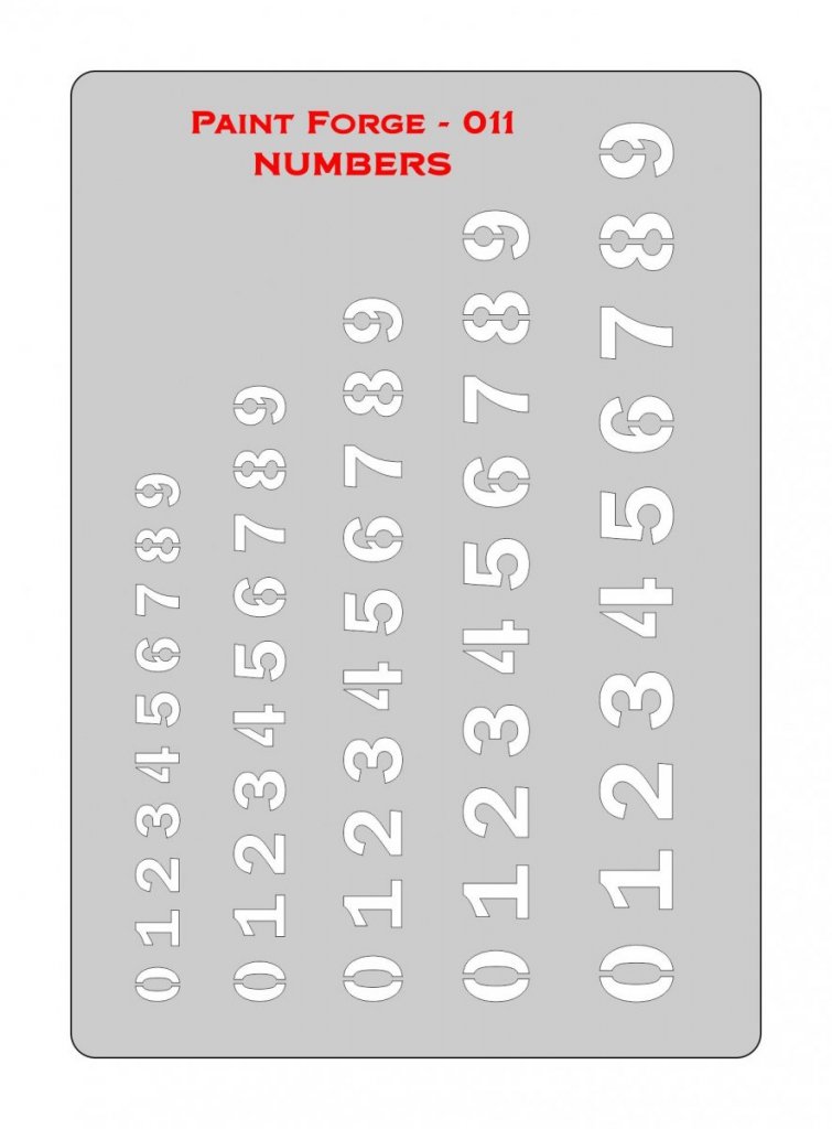 Paint Forge PFST011L STENCIL - NUMBERS - Rulers, curves, templates ...