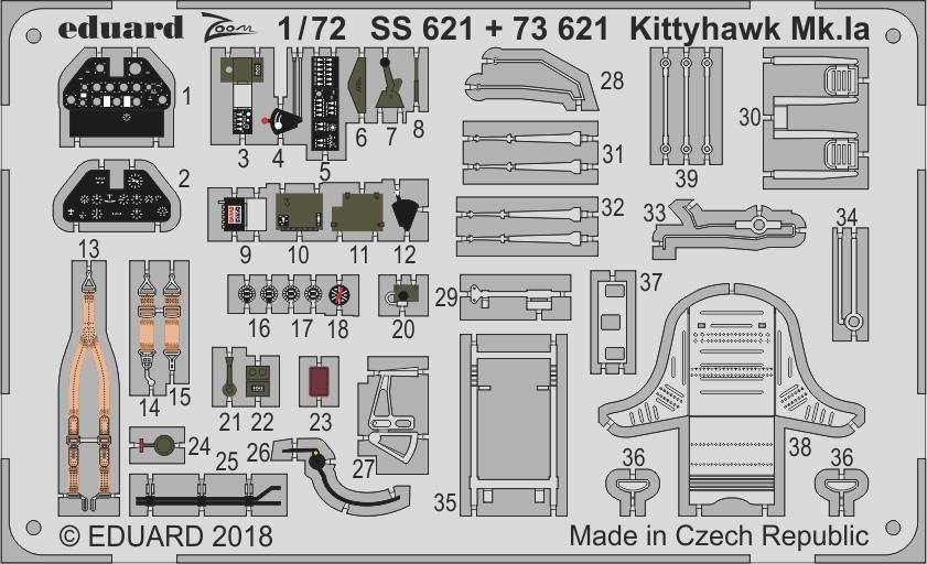 Eduard 1/72 Kittyhawk Mk. Ia for Special Hobby - 73621 - Photoetch Detail Eduard 1/72 Kittyhawk Mk. Ia for Special Hobby - 73621 - Photoetch Detail