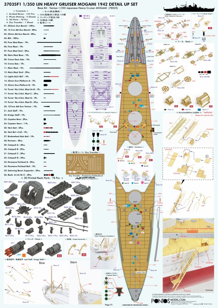 Marinaページ① Pontos 37035F1 IJN Heavy Cruiser Mogami 1942 Detail Up Set 1 350