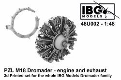 IBG 48U002 PZL M18 Dromader - Engine and Exhaust - 3d Printed Set 1/48 