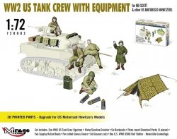 Mirage Hobby 720003 WW2 US Tank Crew With Equipment For M8 Scott And Other US Motorised Howitzers 1/72 