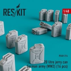 RESKIT RS48-0314 20 LITRE JERRY CAN - GERMAN ARMY (WWLL) (16 PCS) 1/48 