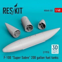RESKIT RSU48-0223 F-100 SUPER SABRE 200 GALLON FUEL TANKS (3D PRINTING) 1/48 