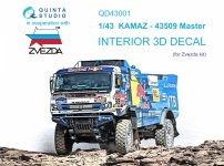 Quinta Studio QD43001 KAMAZ-43509 3D-Printed coloured Interior on decal paper (Zvezda) 1/43