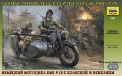 Zvezda 3607 German motorcicle R-12 with sidecar and crew (1:35)