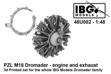 IBG 48U002 PZL M18 Dromader - Engine and Exhaust - 3d Printed Set 1/48