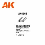 AK Interactive AK6563 BEAMS I SHAPE 1.50 x 1.20 x 350mm – STYRENE – (4 units)