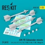 RESKIT RS32-0233 AIM-9D SIDEWINDER MISSILES (4 PCS) 1/32
