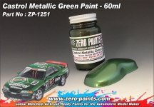Zero Paints ZP-1251 Castrol Metallic Green Paint (Nissan Skyline Gr.N, Primera JTCC etc) 60ml