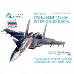 Quinta Studio QD72012 Su-30SM 3D-Printed & coloured Interior on decal paper (for Zvezda kit) 1/72