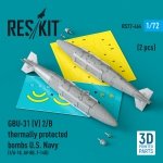 RESKIT RS72-0464 GBU-31 (V) 2/B thermally protected bombs U.S. Navy (2 pcs) (3D Printed) 1/72