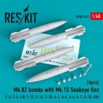 RESKIT RS48-0343 MK.82 BOMBS WITH MK.15 SNAKEYE FINS (4PCS) 1/48