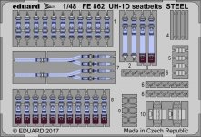 Eduard FE862 UH-1D seatbelts STEEL KITTY HAWK 1/48