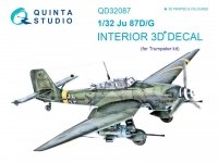 Quinta Studio QD32087 Ju87 D/G 3D-Printed & coloured Interior on decal paper (Trumpeter) 1/32