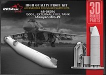 RESArm 48-06014 mig-29 1500 L - Additional fuel tank 1500 liters (3D resin printing) 1/48