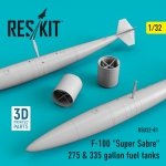 RESKIT RSU32-0081 F-100 SUPER SABRE 275 & 335 GALLON FUEL TANKS 1/32