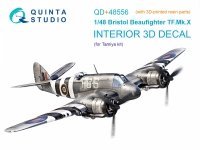 Quinta Studio QD+48556 Bristol Beaufighter TF.Mk.X 3D-Printed & coloured Interior on decal paper (Tamiya) (with 3D-printed resin parts) 1/48