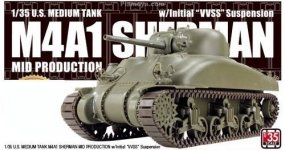 Asuka AS-001 U.S. Medium Tank M4A1 Sherman Mid Production w/Initial VVSS Suspension 1/35