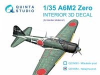 Quinta Studio QD35084 A6M2 Zero (Nakajima Prod.) 3D-Printed & coloured Interior on decal paper (Border Model) 1/35