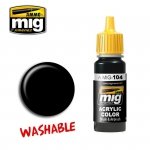 Ammo of Mig Jimenez 0104 WASHABLE BLACK 17ml
