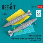 RESKIT RS48-0464 GBU-31 (V) 2/B thermally protected bombs U.S. Navy (2 pcs) (3D Printed) 1/48
