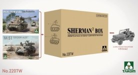 Takom 2207W SHERMAN² BOX M4A1(76W) VVSS Late Production+M51 DEGEM ALEF+US ARMY 1/4TON UTILITY TRUCK & MP FIGURE 1/35