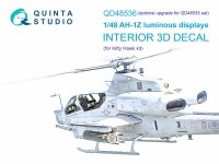 Quinta Studio QD48536 AH-1Z Zulu Cobra/Viper luminous displays 3D-Printed & coloured Interior on decal paper (KittyHawk) 1/48