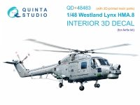 Quinta Studio QD+48483 Lynx HMA8 3D-Printed & coloured Interior on decal paper ( Airfix )( with 3D-printed resin parts ) 1/48