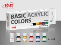 ICM 3010 Basic Acrylic Colors paint set 6x12ml